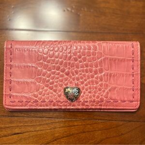 Brighton Pink Crocodile Embossed Checkbook